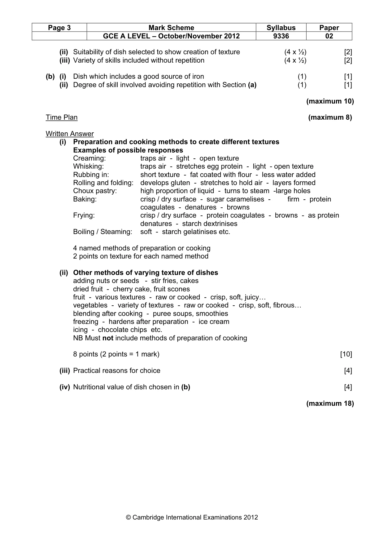 Mark scheme, page 3 of 5