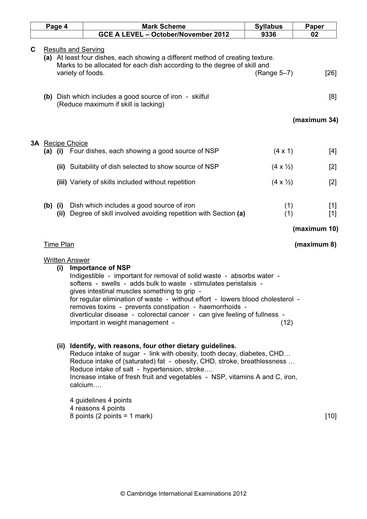 Mark scheme, page 4 of 5