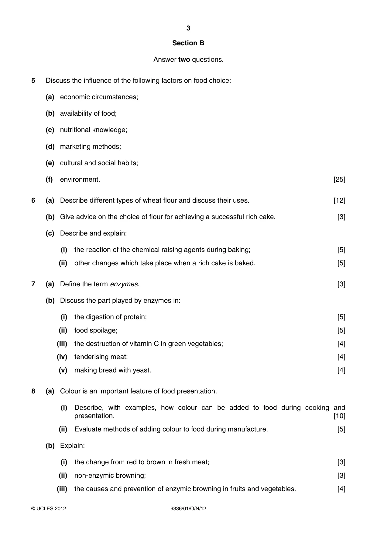 Cambridge A Level Food Studies 9336 2012 Oct/Nov Paper 1 · Variant 1 question paper, page 3 of 4