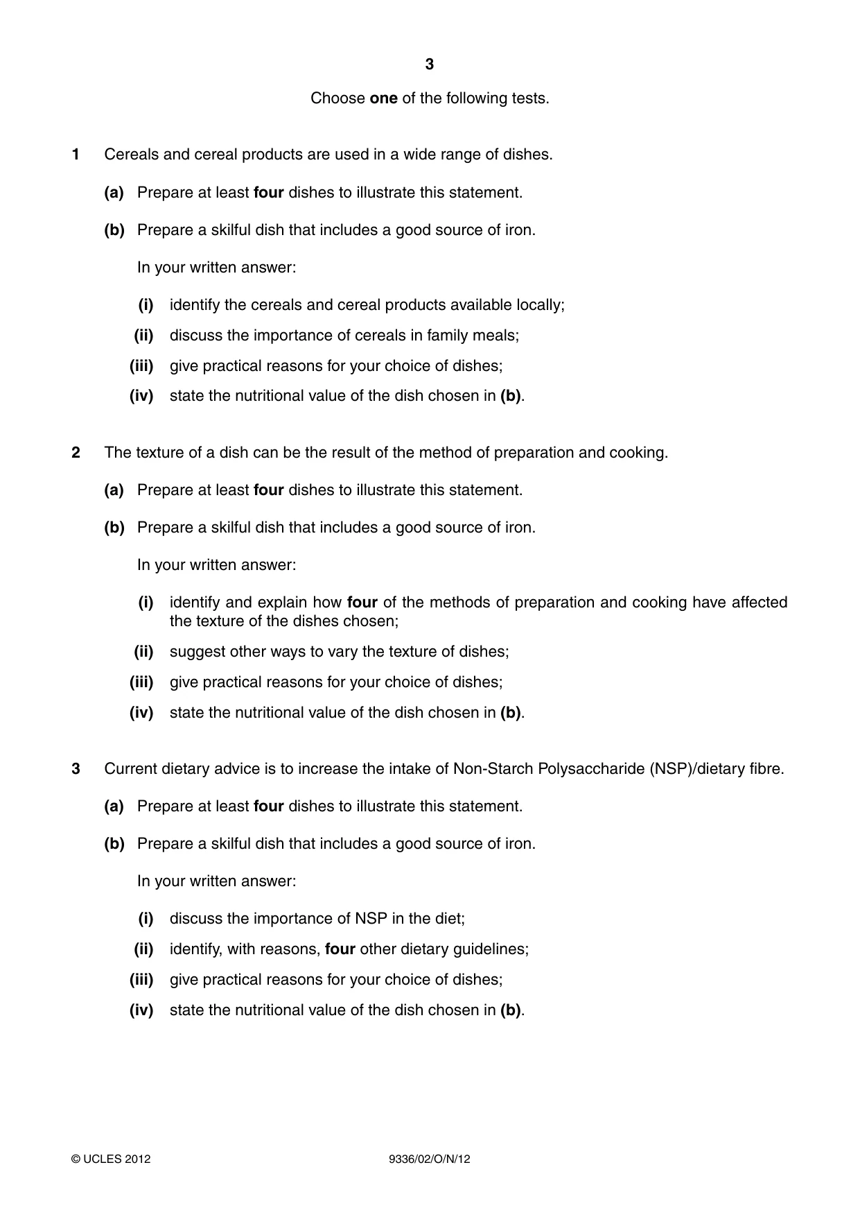 Cambridge A Level Food Studies 9336 2012 Oct/Nov Paper 2 · Variant 1 question paper, page 3 of 4