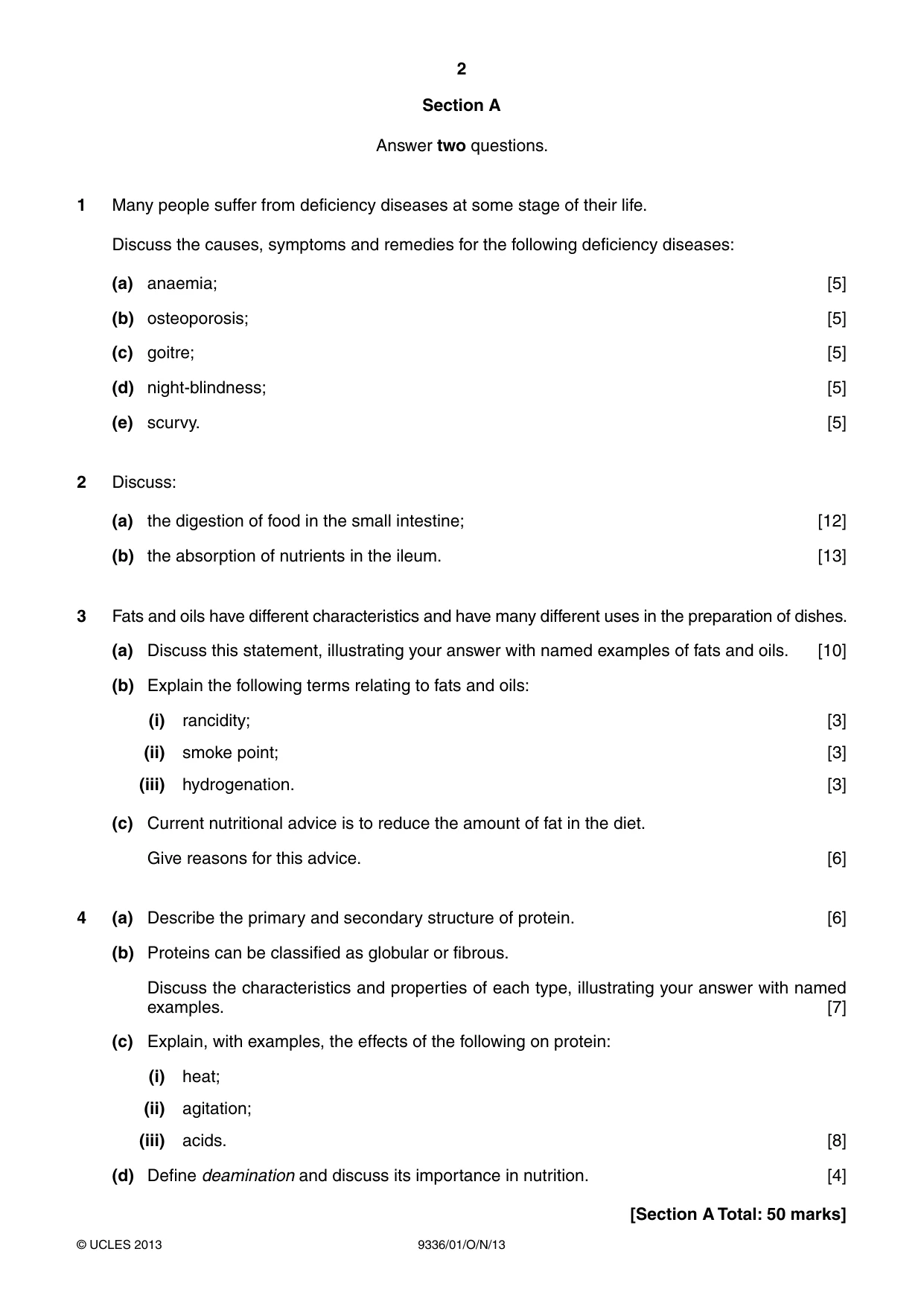 Cambridge A Level Food Studies 9336 2013 Oct/Nov Paper 1 · Variant 1 question paper, page 2 of 4