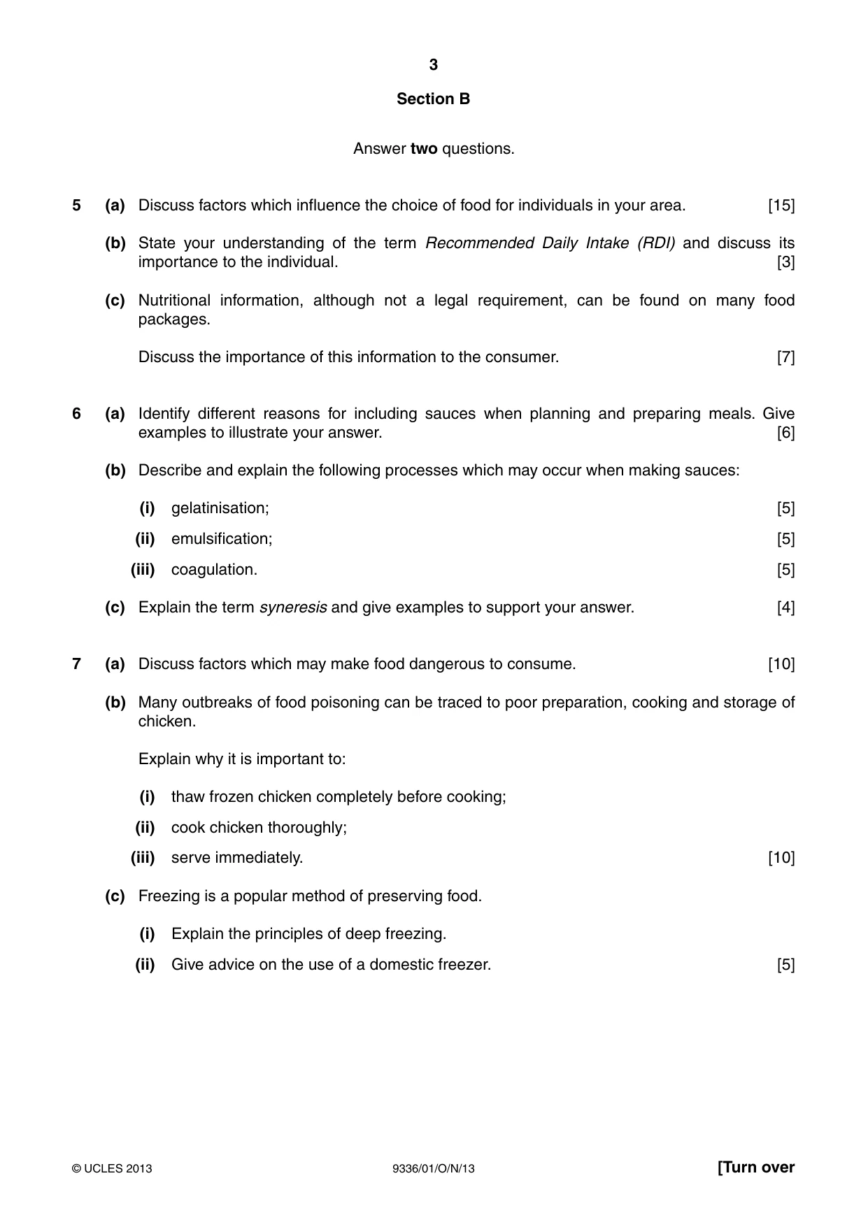 Cambridge A Level Food Studies 9336 2013 Oct/Nov Paper 1 · Variant 1 question paper, page 3 of 4