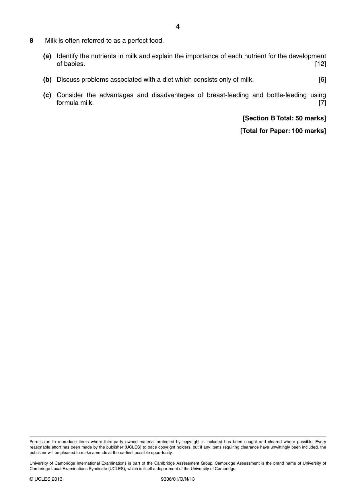 Cambridge A Level Food Studies 9336 2013 Oct/Nov Paper 1 · Variant 1 question paper, page 4 of 4