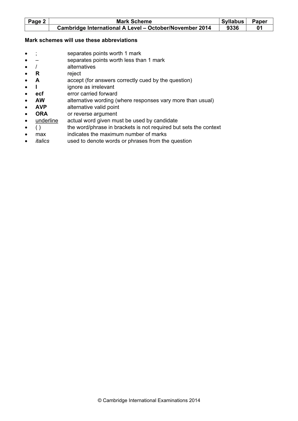 Mark scheme, page 2 of 16