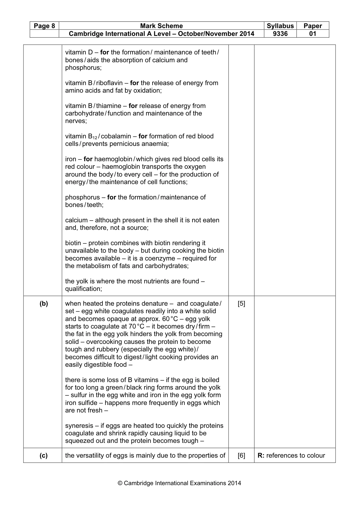Mark scheme, page 8 of 16