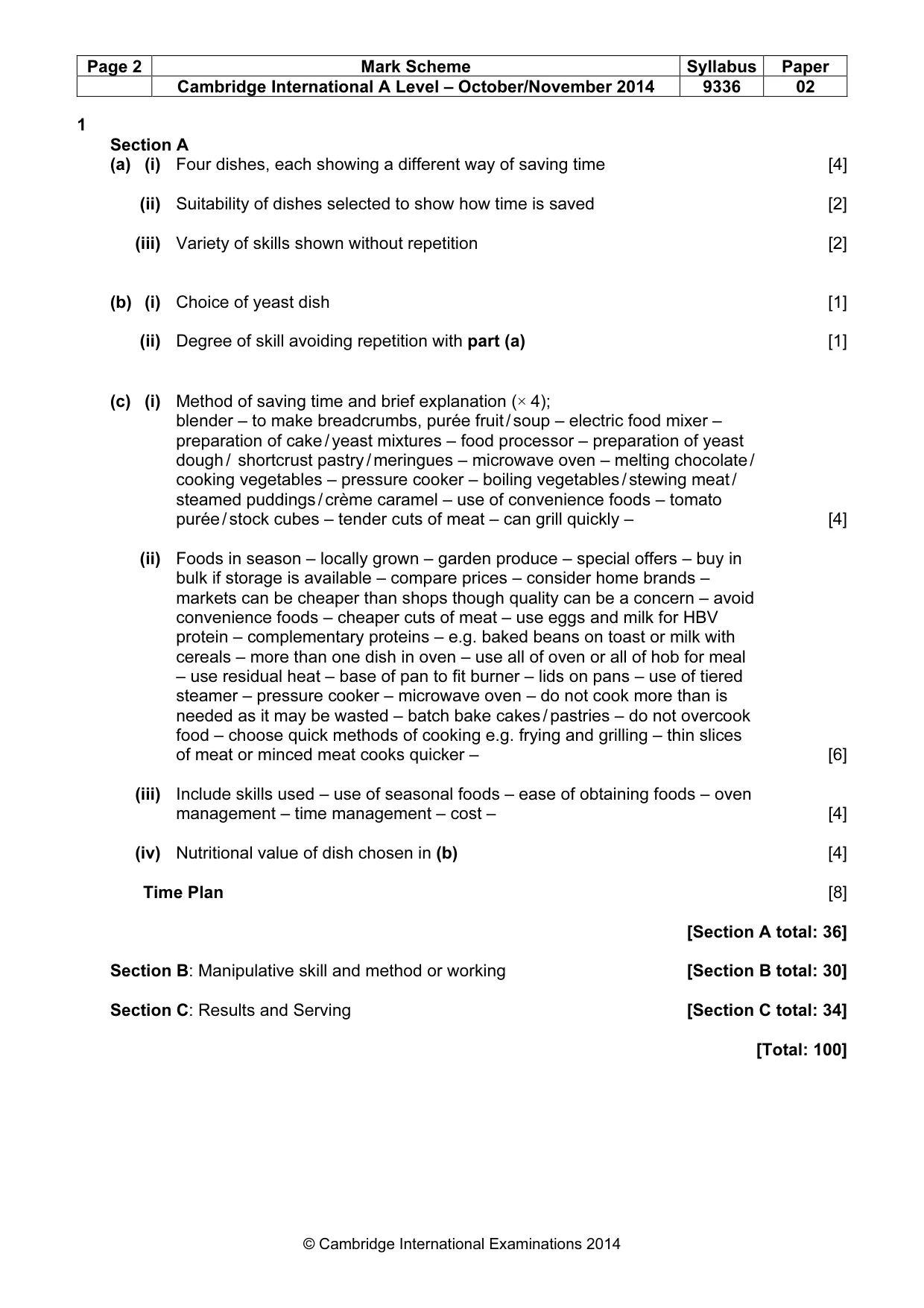 Mark scheme, page 2 of 4