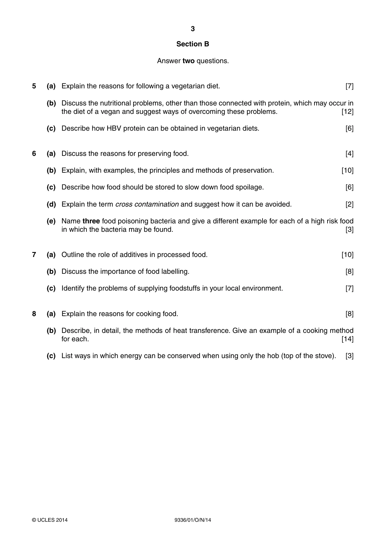 Cambridge A Level Food Studies 9336 2014 Oct/Nov Paper 1 · Variant 1 question paper, page 3 of 4