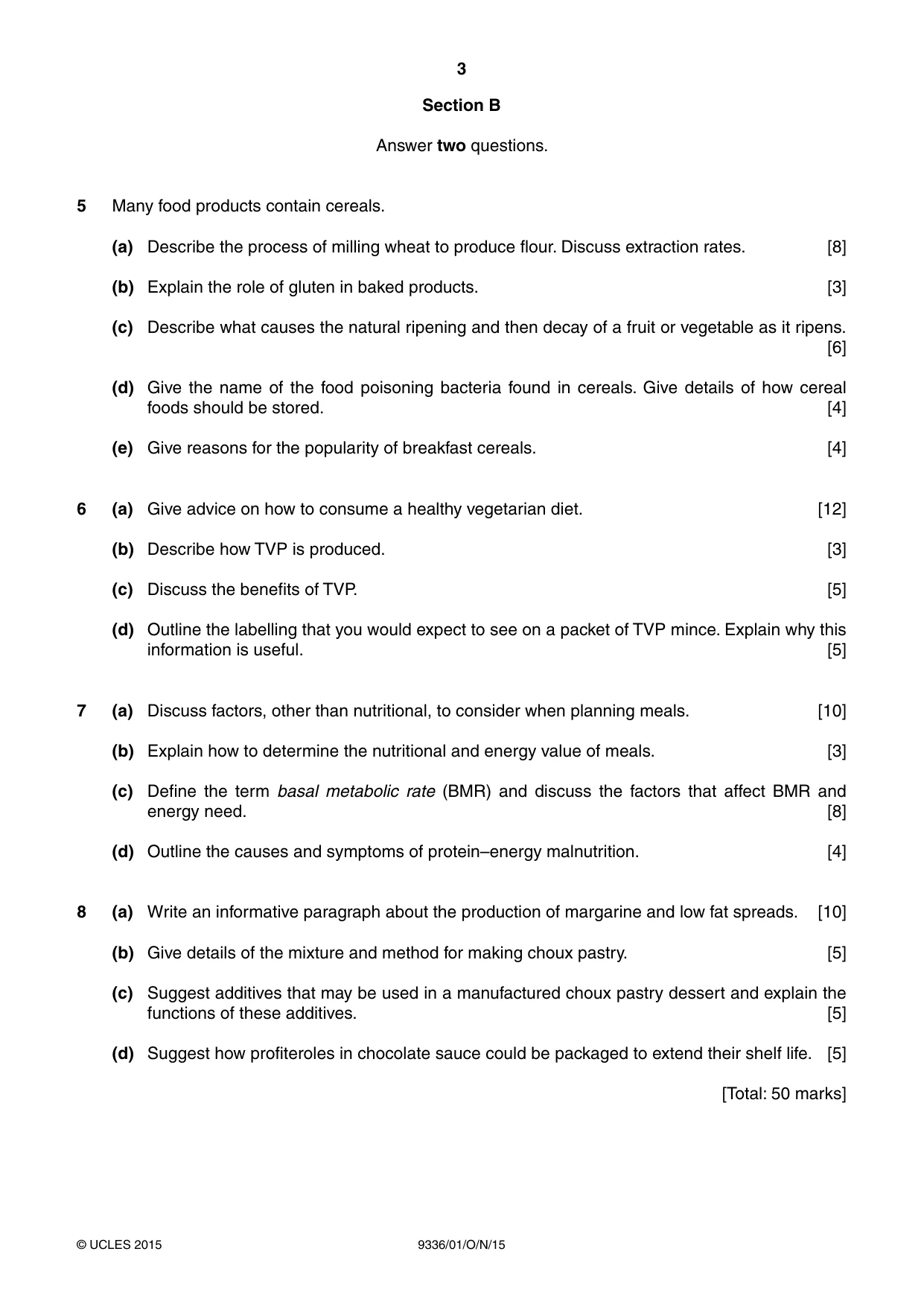 Cambridge A Level Food Studies 9336 2015 Oct/Nov Paper 1 · Variant 1 question paper, page 3 of 4