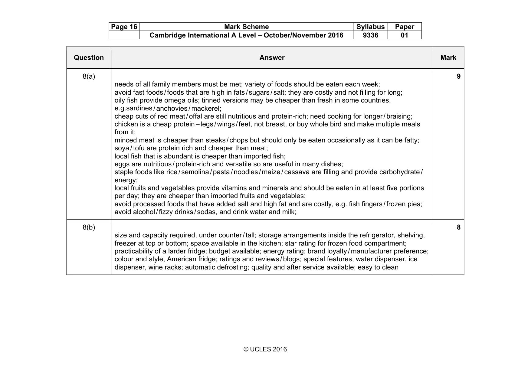 Mark scheme, page 16 of 17