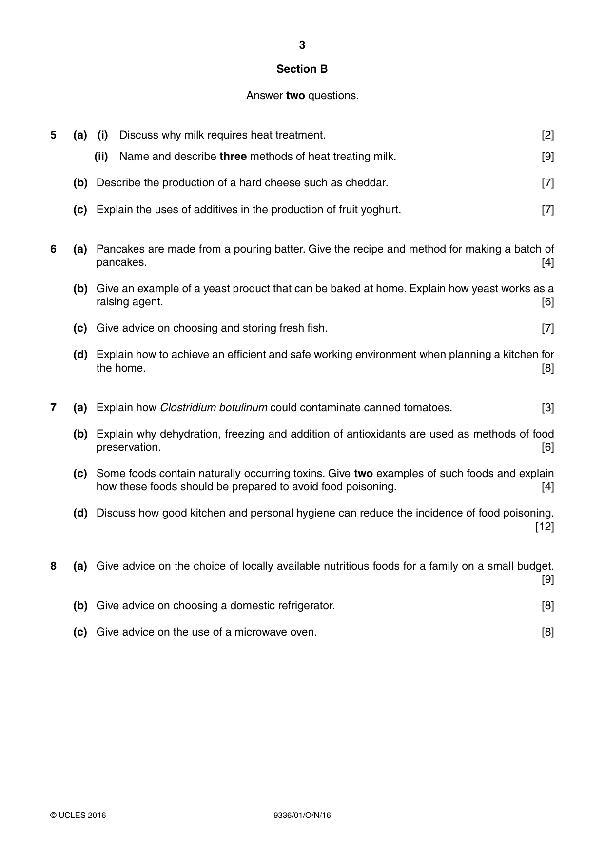 Cambridge A Level Food Studies 9336 2016 Oct/Nov Paper 1 · Variant 1 question paper, page 3 of 4