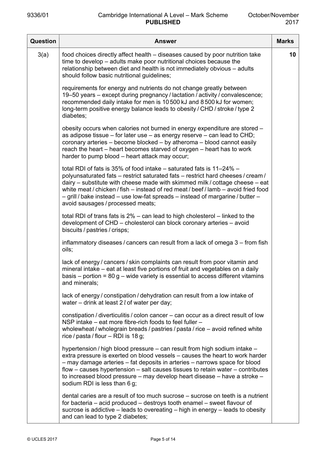 Mark scheme, page 5 of 14