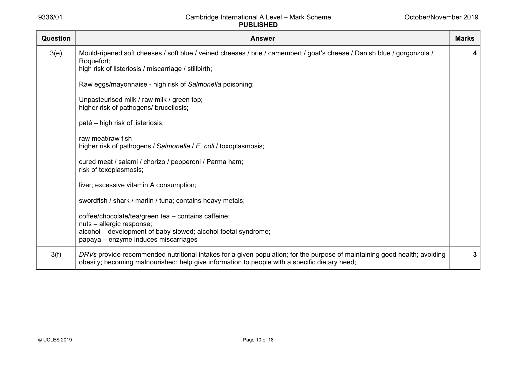 Mark scheme, page 10 of 18