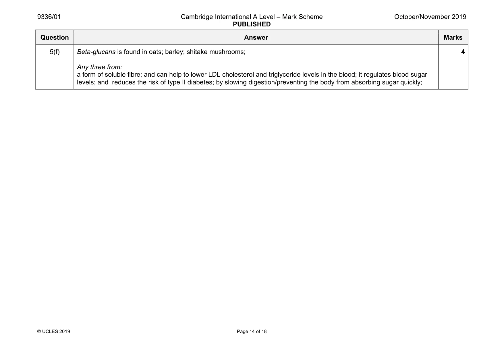 Mark scheme, page 14 of 18