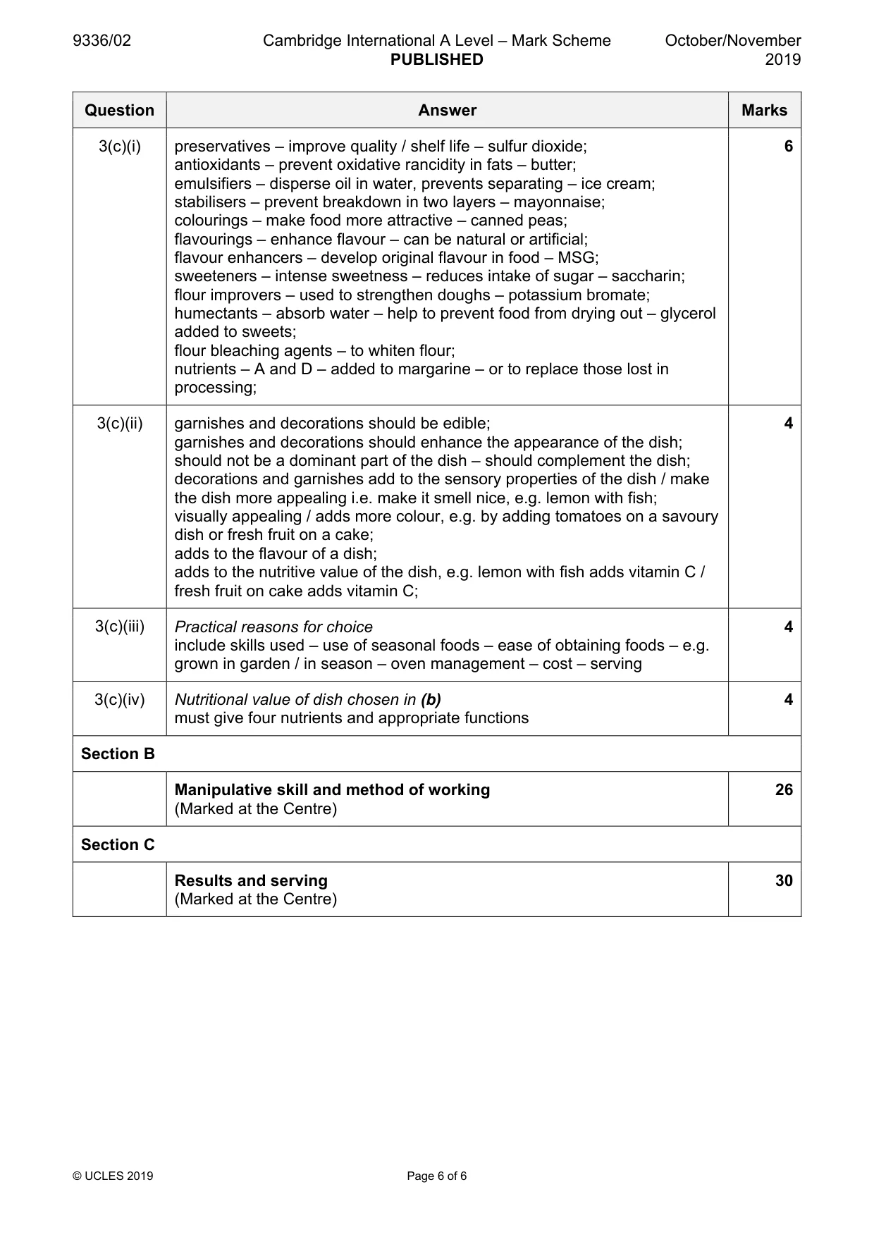 Mark scheme, page 6 of 6