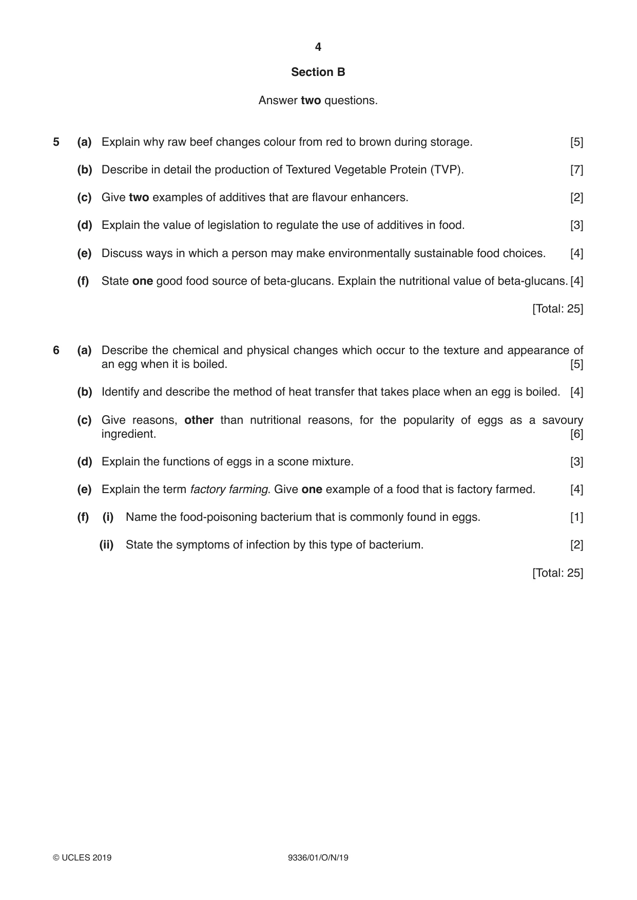 Cambridge A Level Food Studies 9336 2019 Oct/Nov Paper 1 · Variant 1 question paper, page 4 of 8
