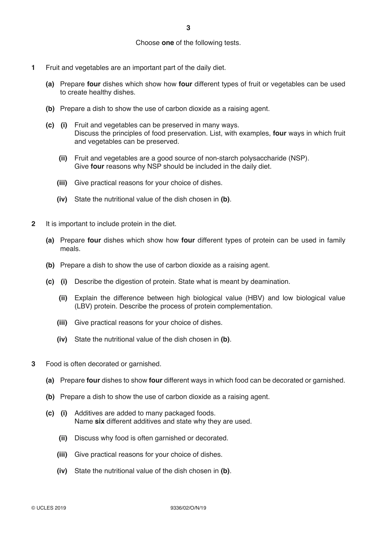Cambridge A Level Food Studies 9336 2019 Oct/Nov Paper 2 · Variant 1 question paper, page 3 of 4