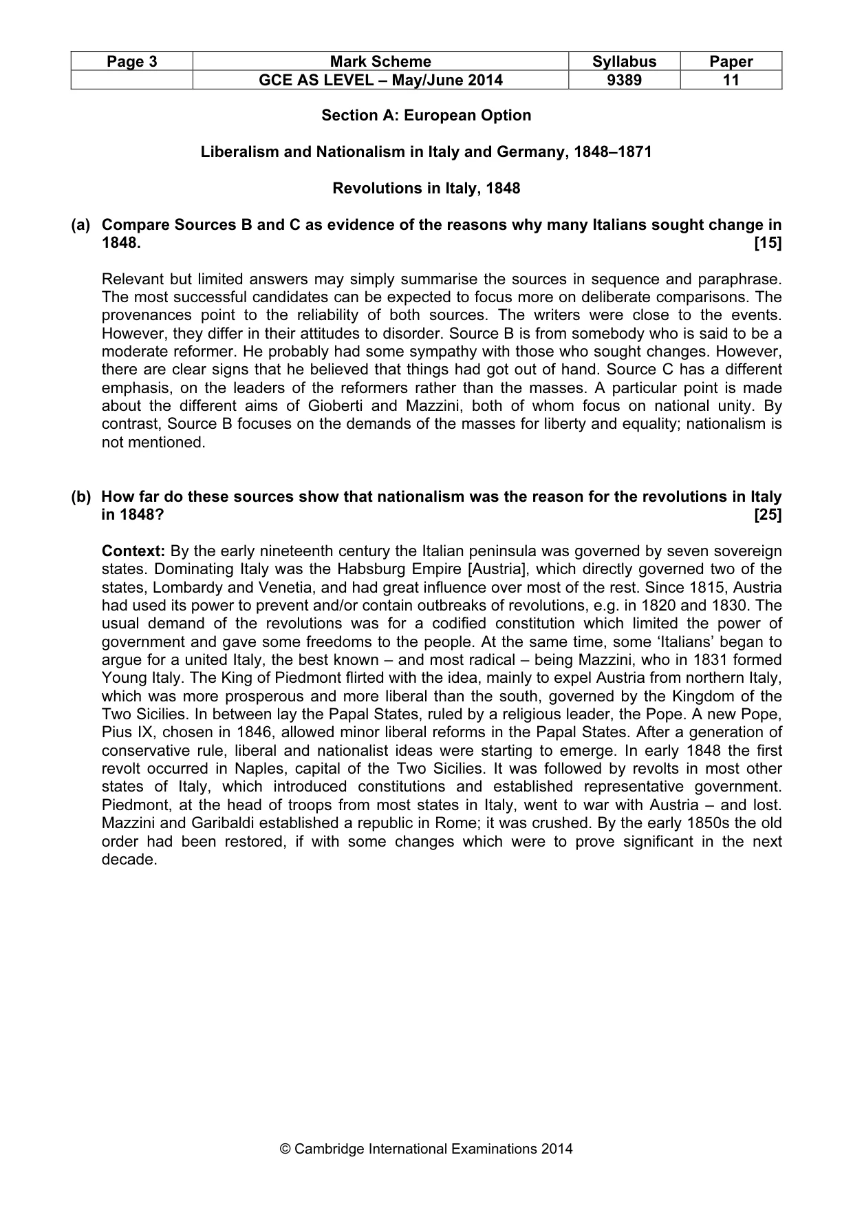 Mark scheme, page 3 of 8