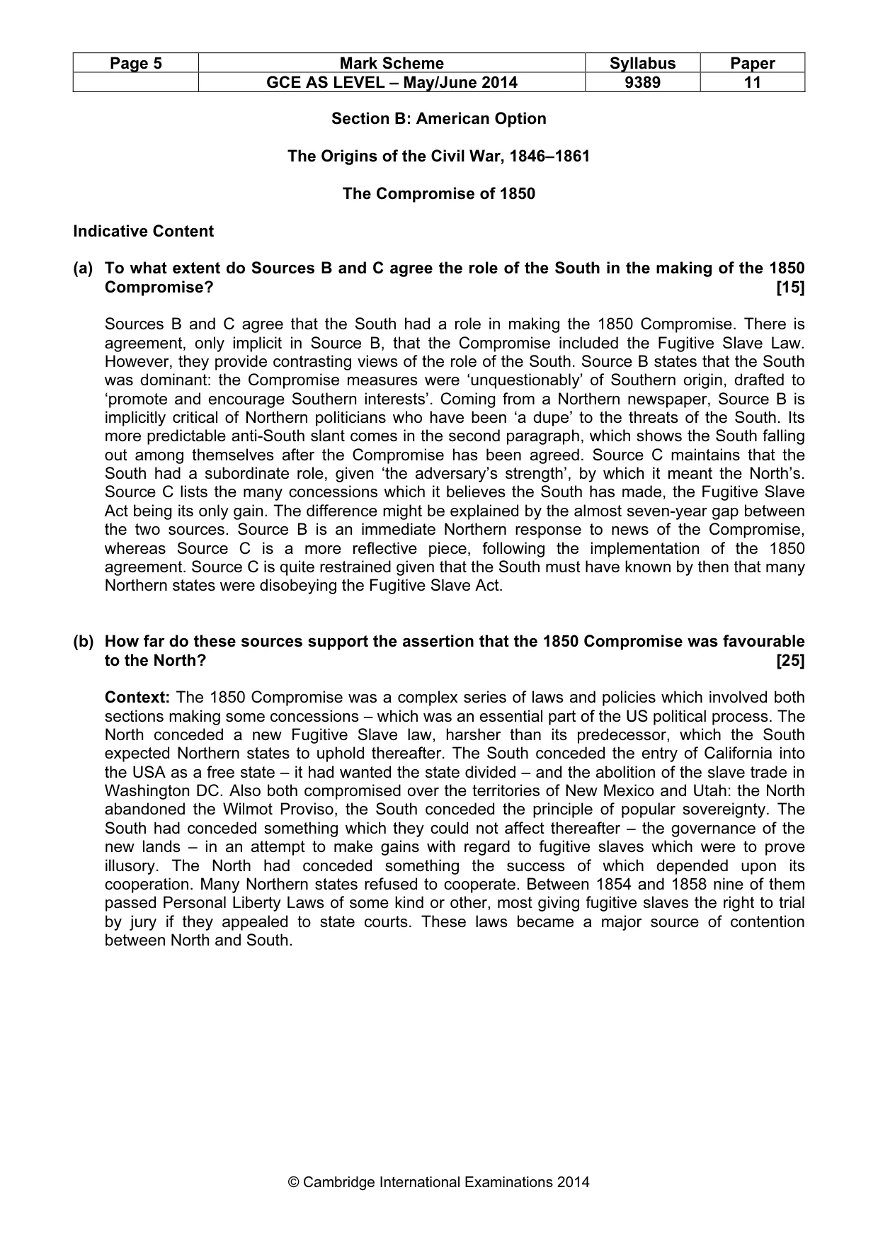 Mark scheme, page 5 of 8