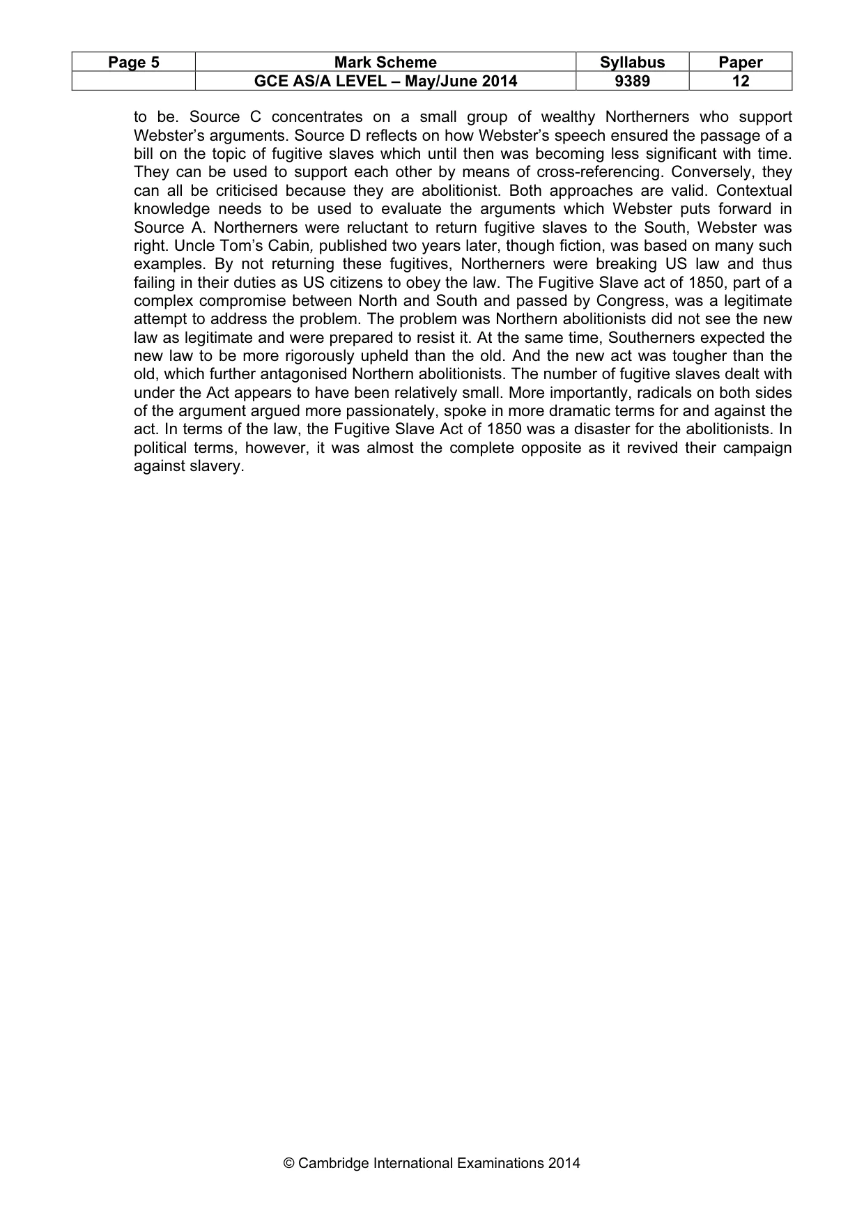Mark scheme, page 5 of 7