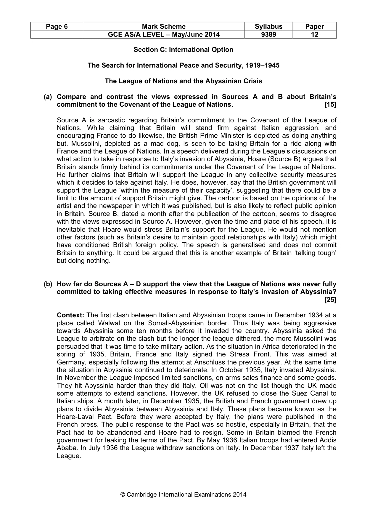 Mark scheme, page 6 of 7