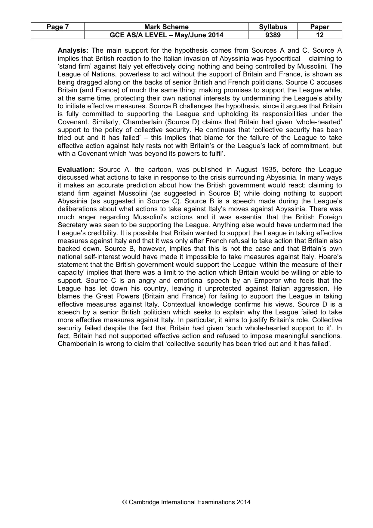 Mark scheme, page 7 of 7