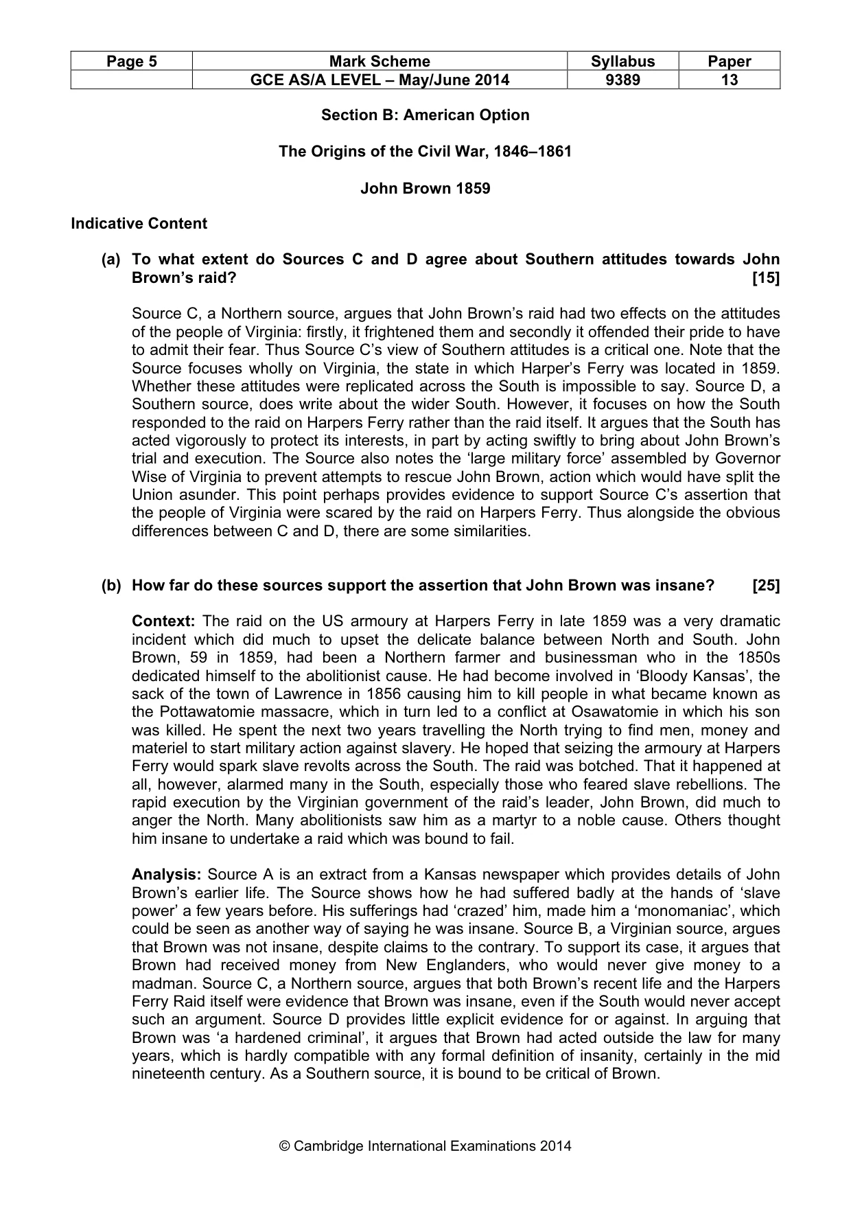 Mark scheme, page 5 of 8