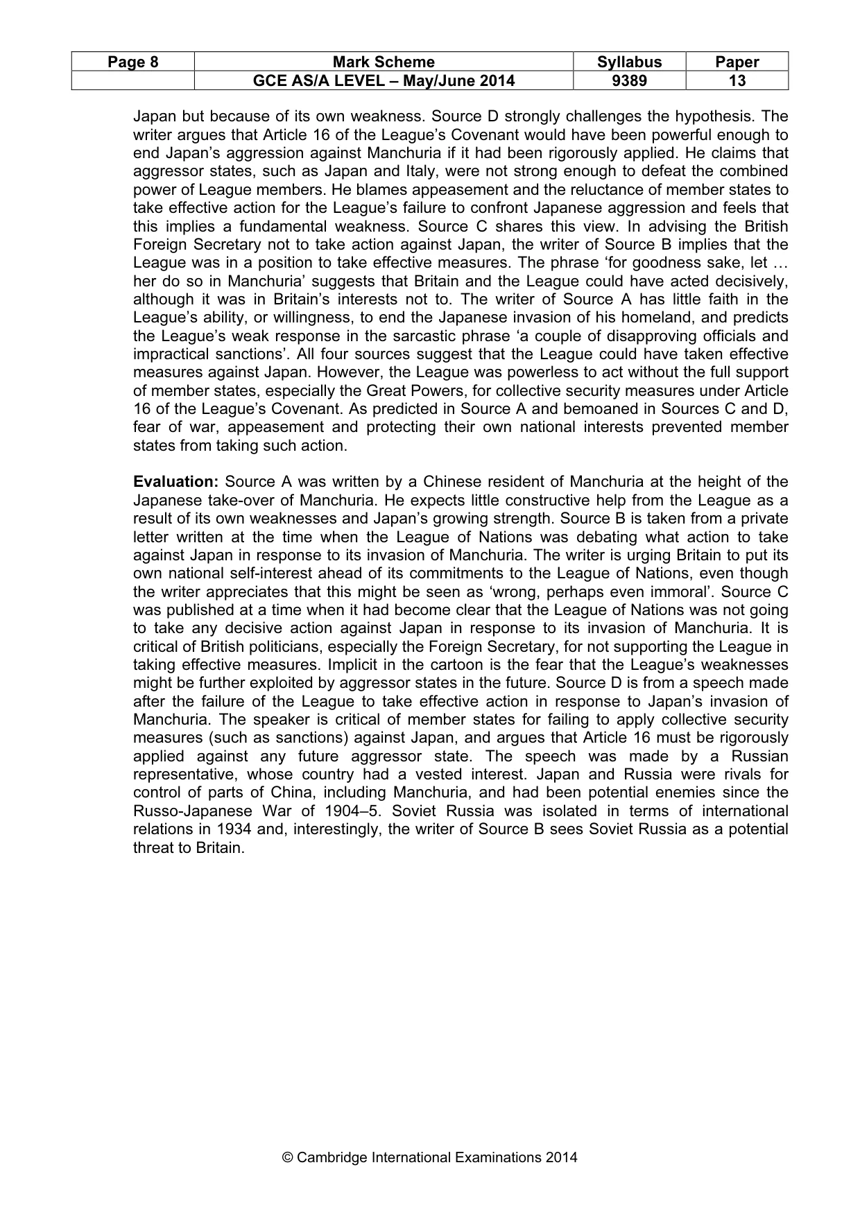 Mark scheme, page 8 of 8