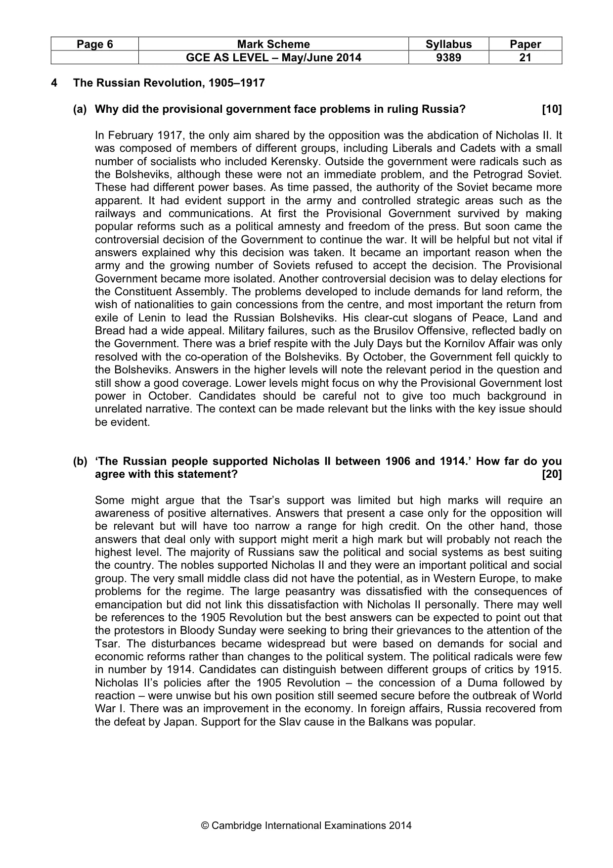 Mark scheme, page 6 of 14