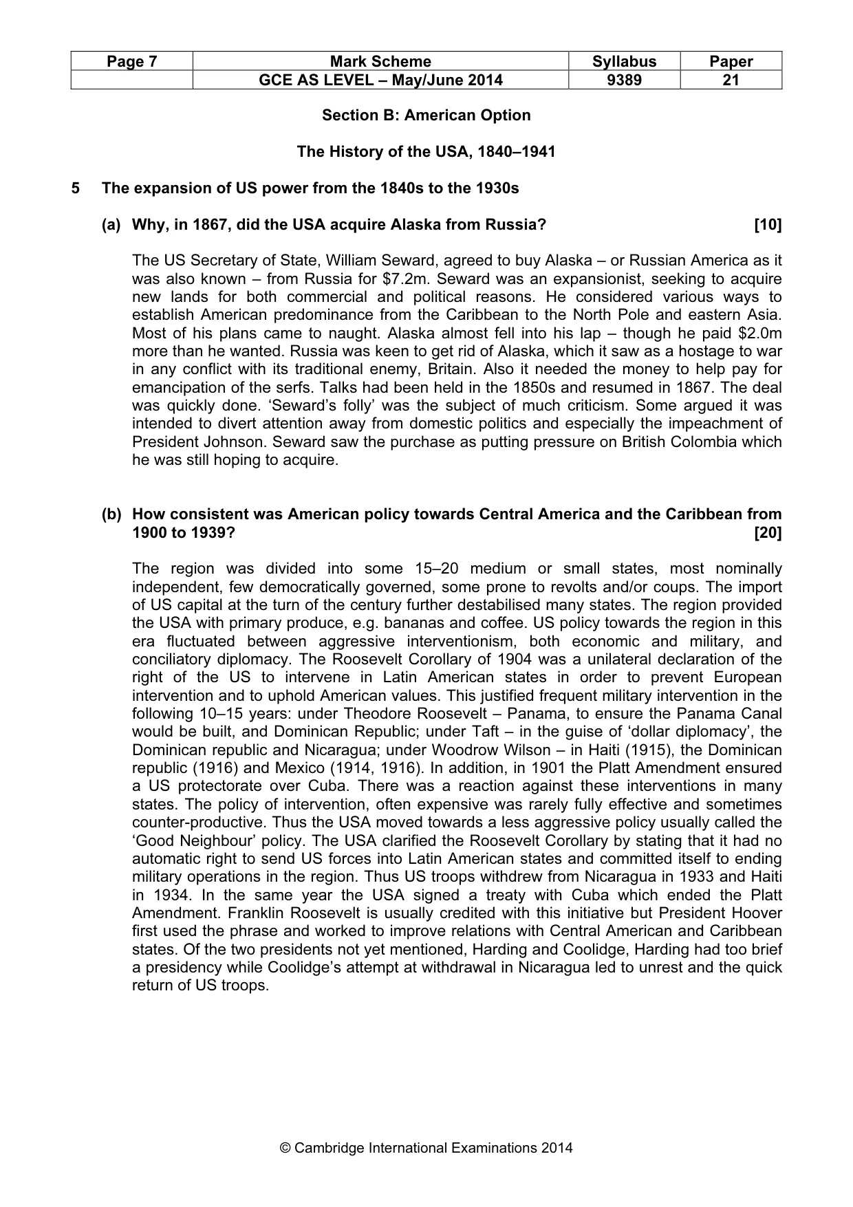 Mark scheme, page 7 of 14