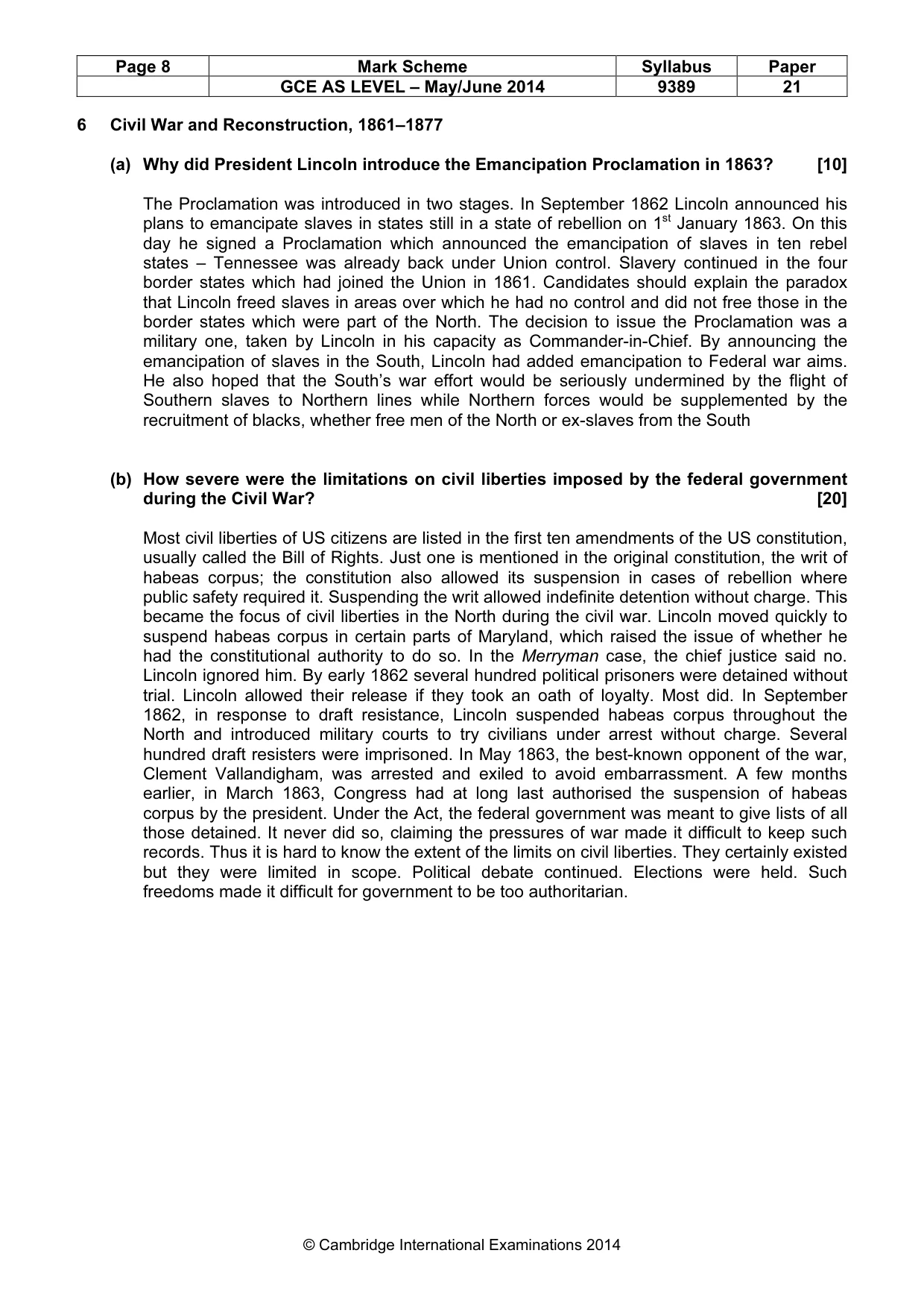 Mark scheme, page 8 of 14