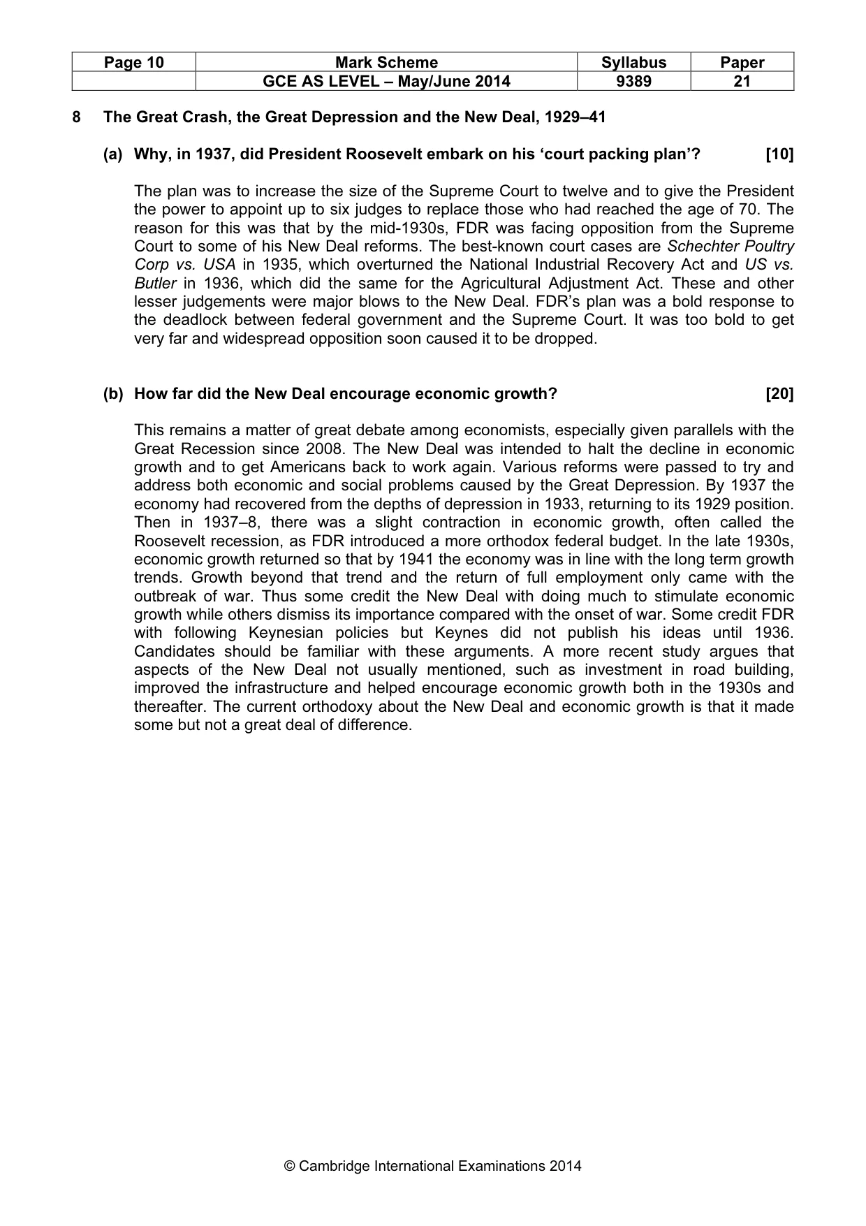 Mark scheme, page 10 of 14