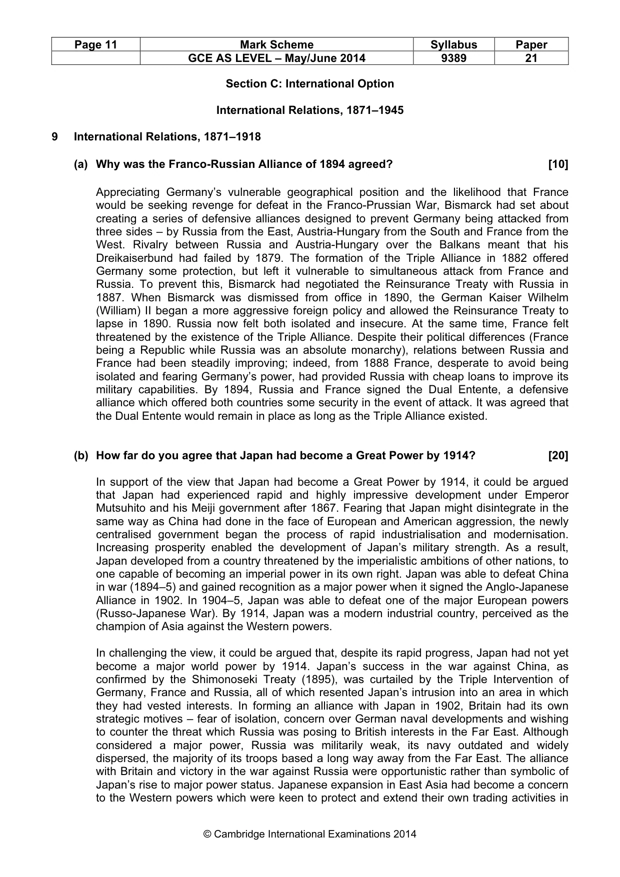 Mark scheme, page 11 of 14