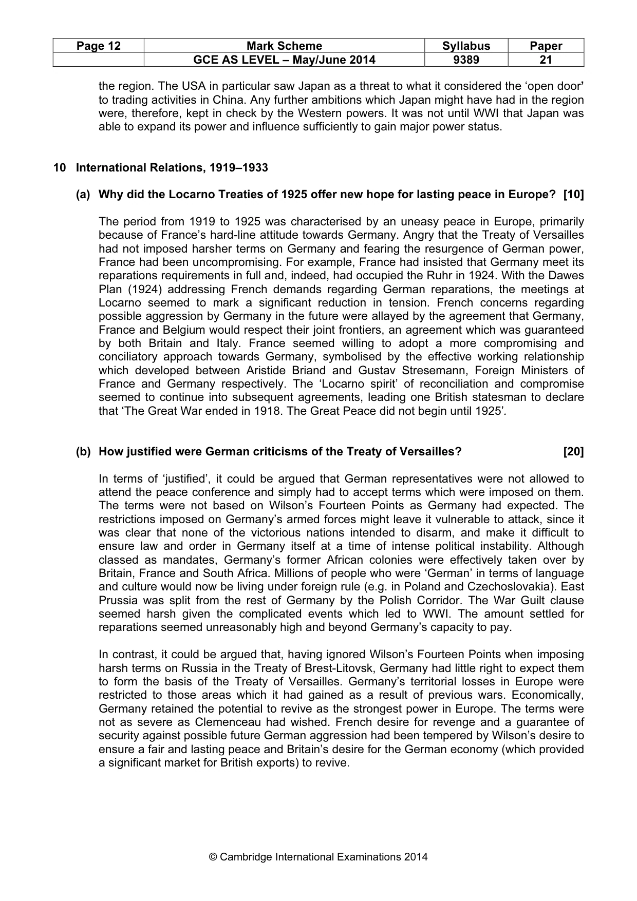 Mark scheme, page 12 of 14