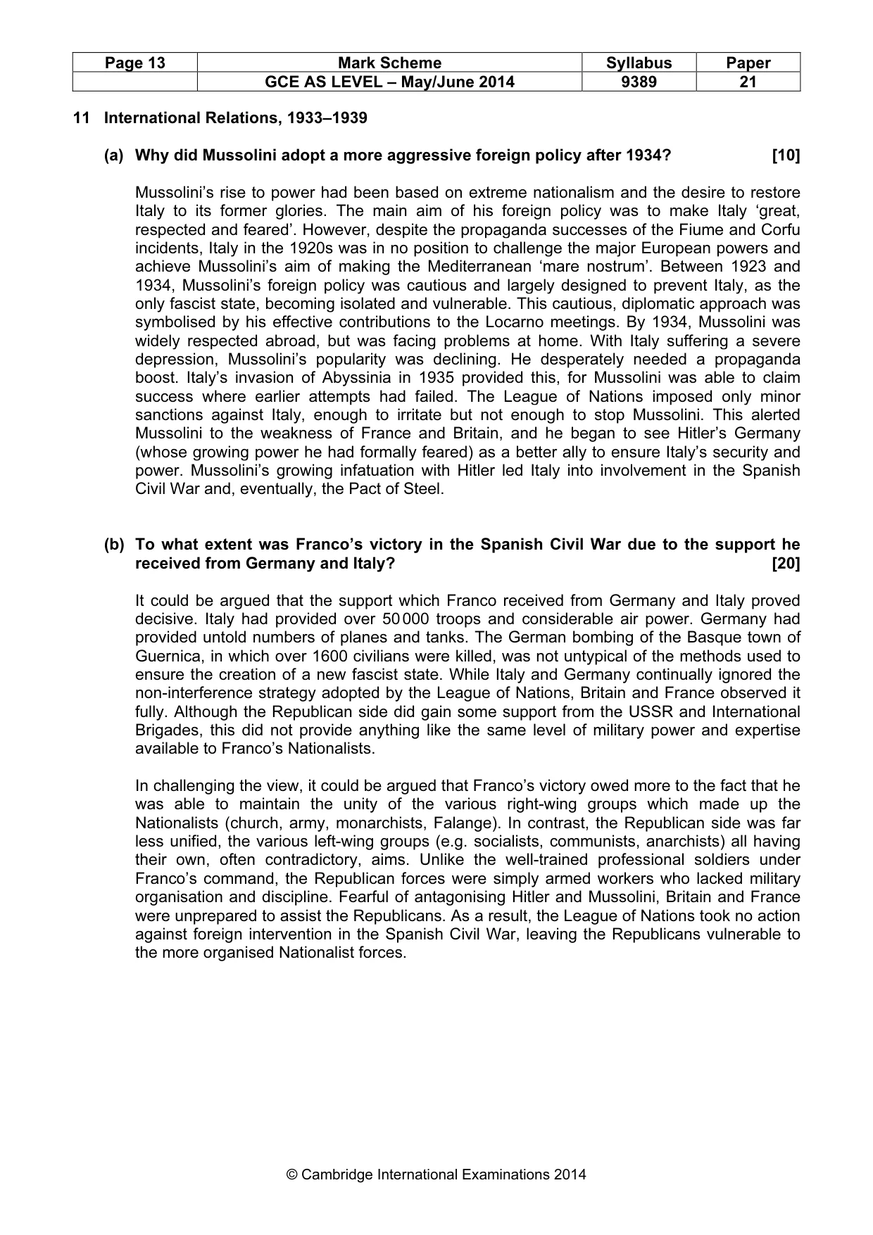 Mark scheme, page 13 of 14