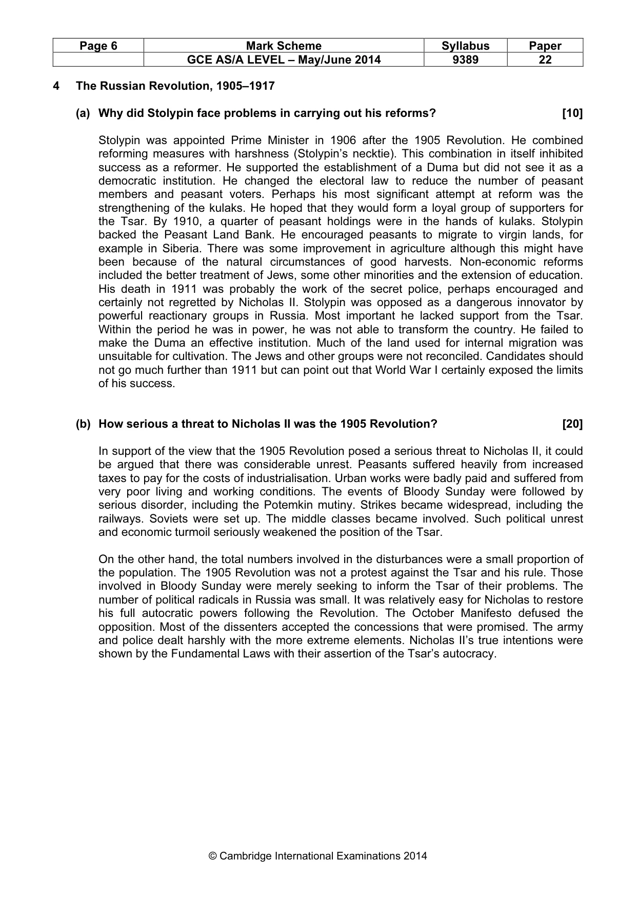 Mark scheme, page 6 of 14