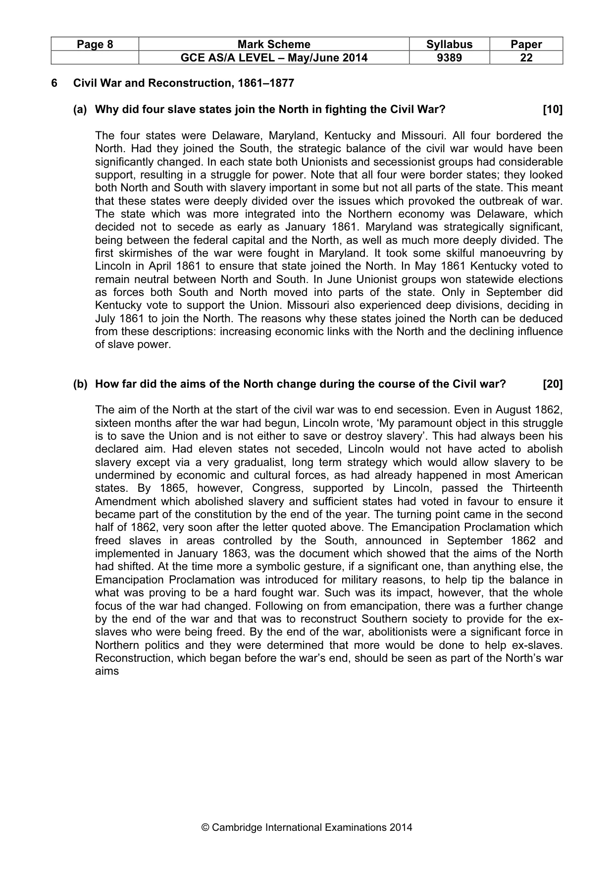 Mark scheme, page 8 of 14