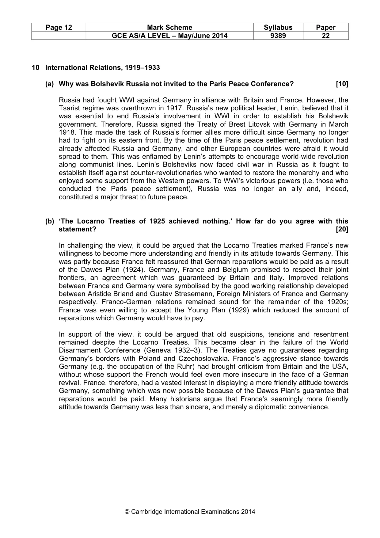 Mark scheme, page 12 of 14