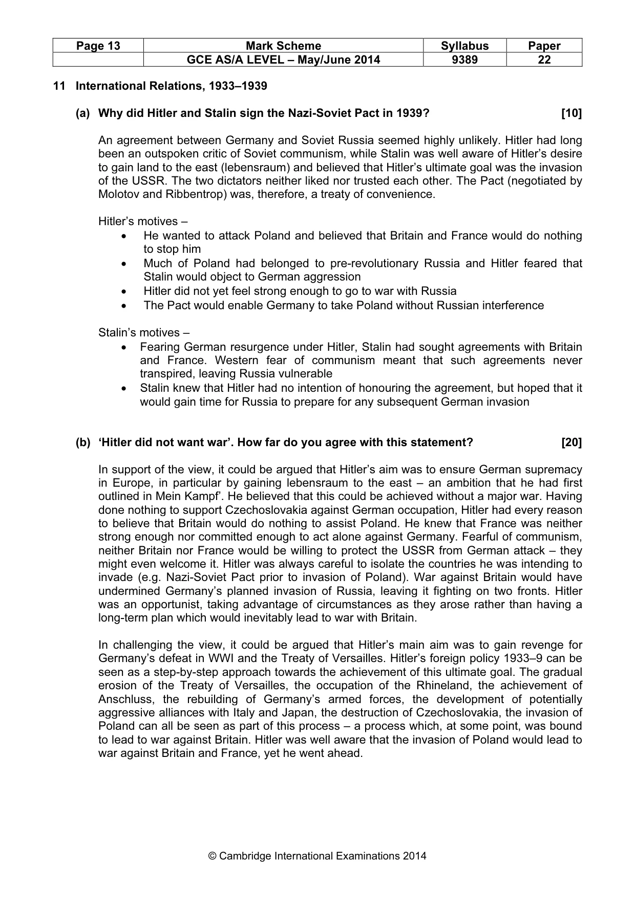 Mark scheme, page 13 of 14