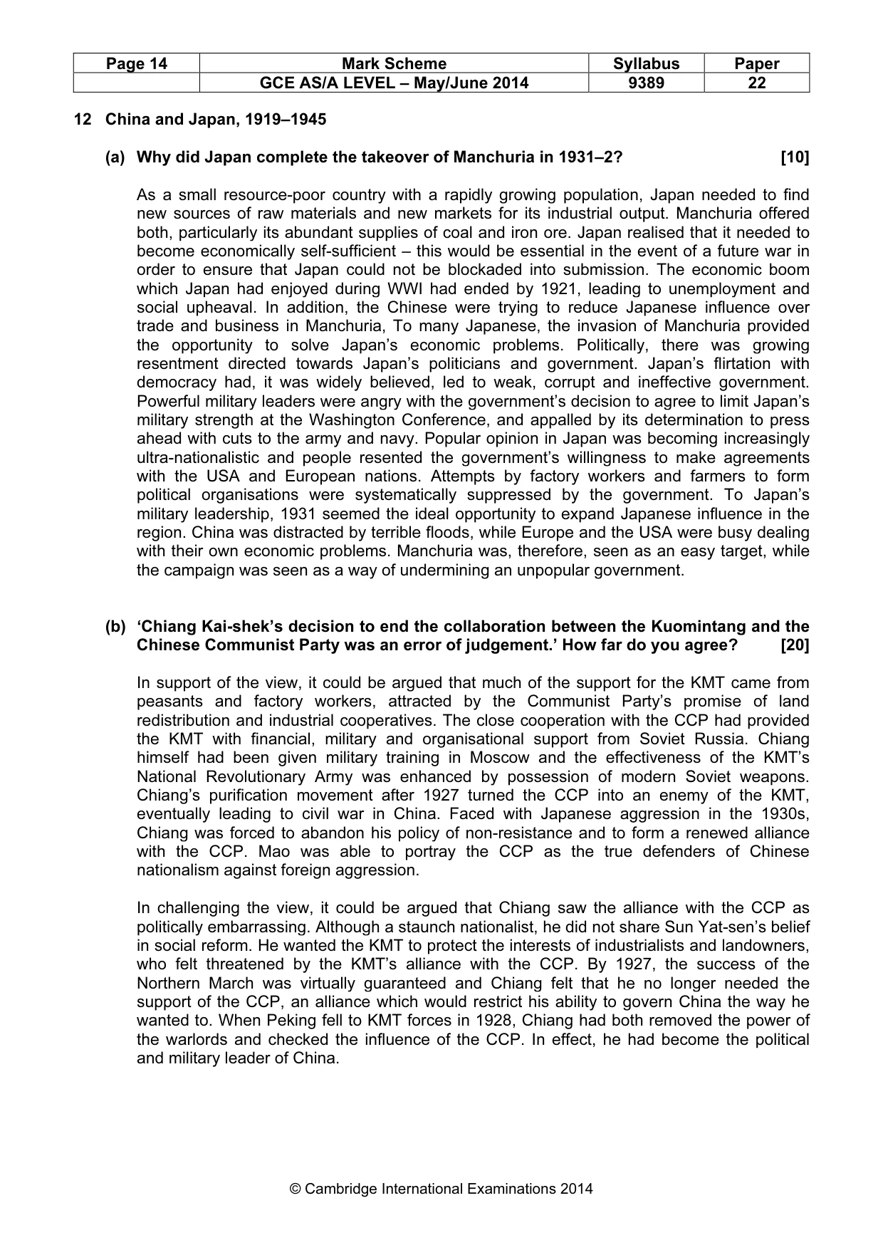 Mark scheme, page 14 of 14