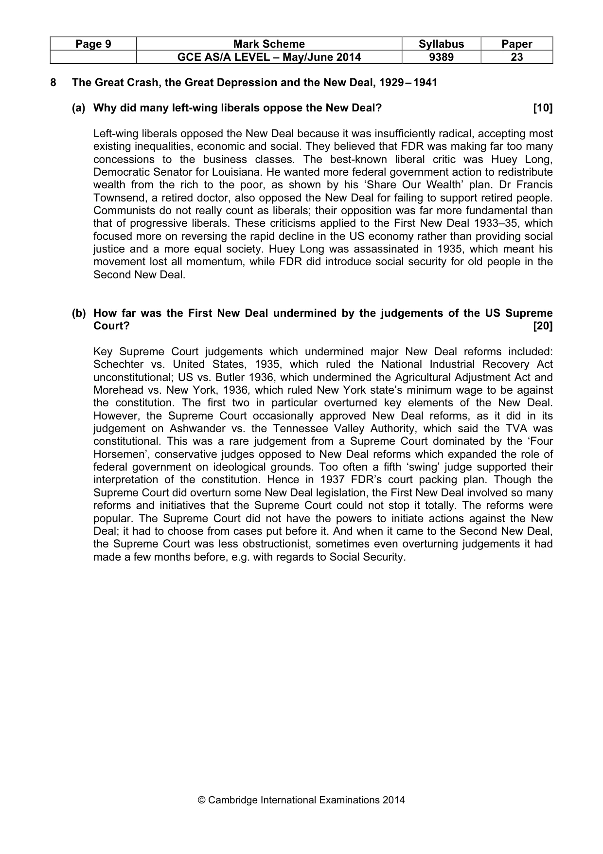 Mark scheme, page 9 of 13
