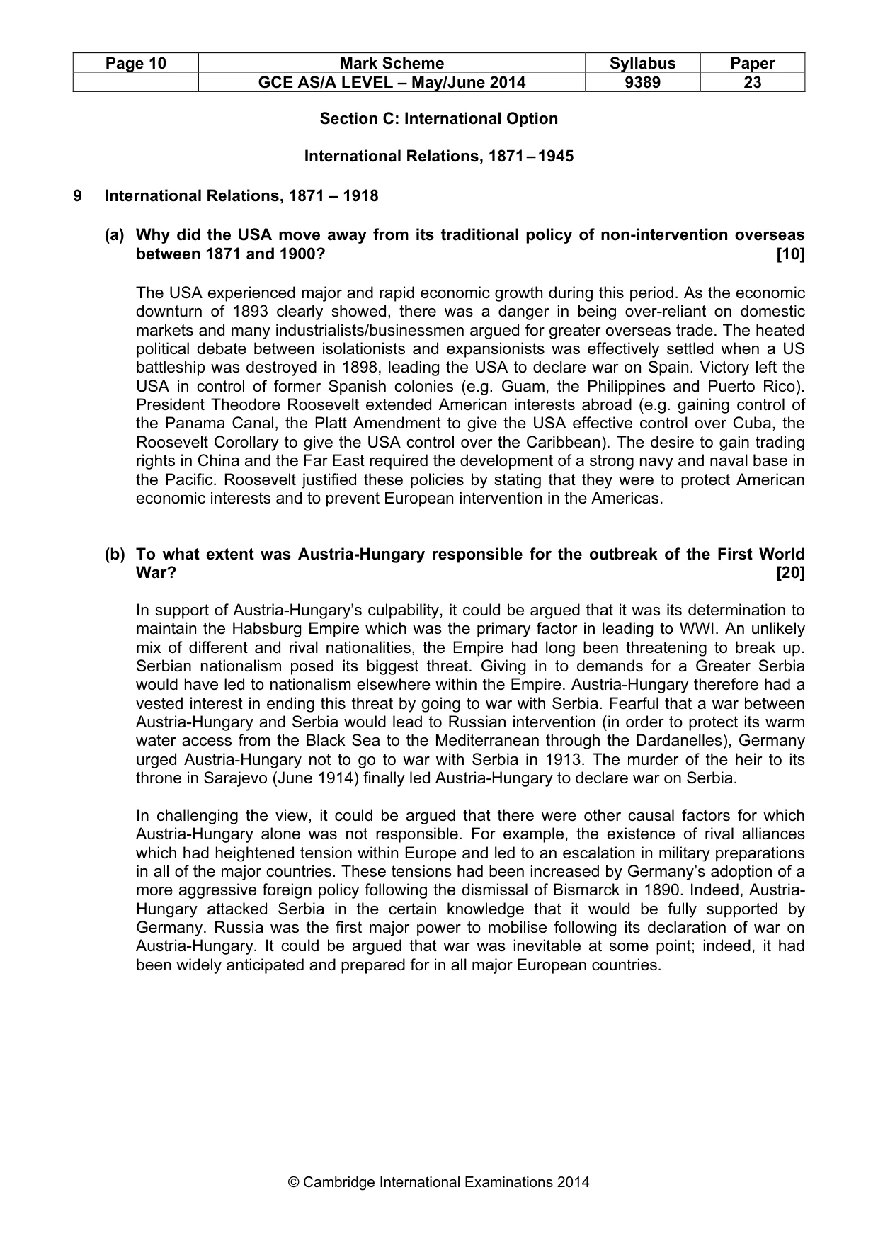 Mark scheme, page 10 of 13