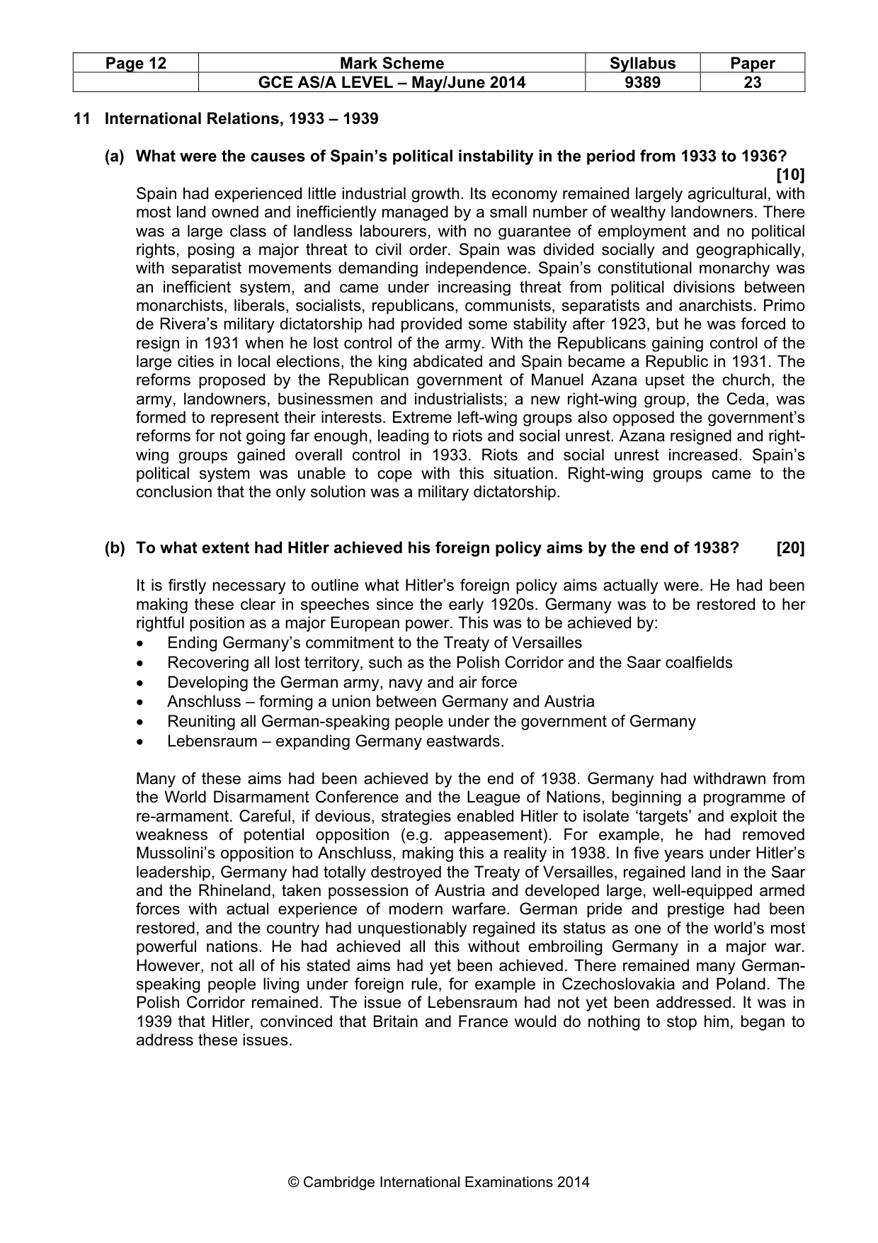 Mark scheme, page 12 of 13