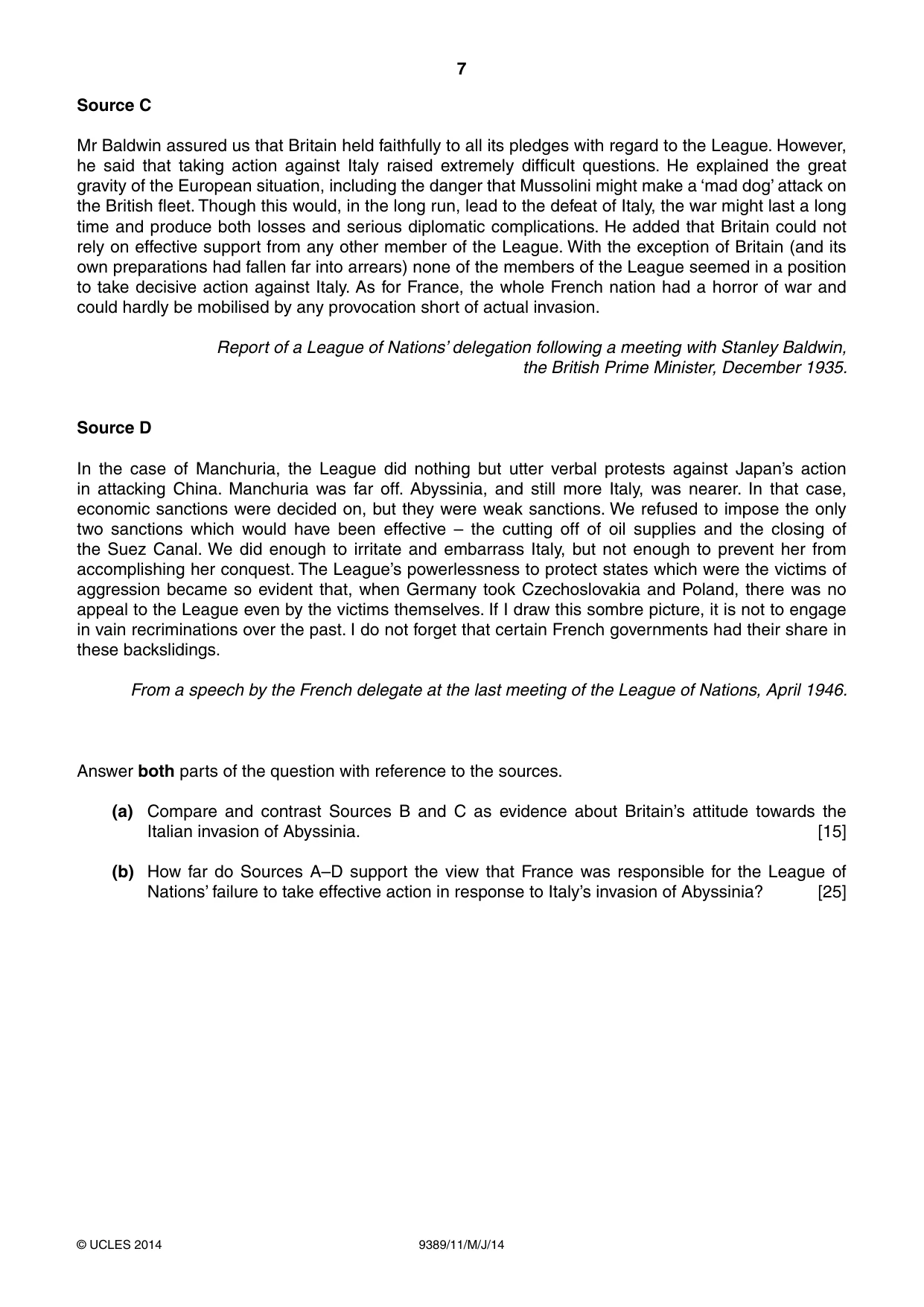 Cambridge A Level History 9389 2014 May/June Paper 1 · Variant 1 question paper, page 7 of 8