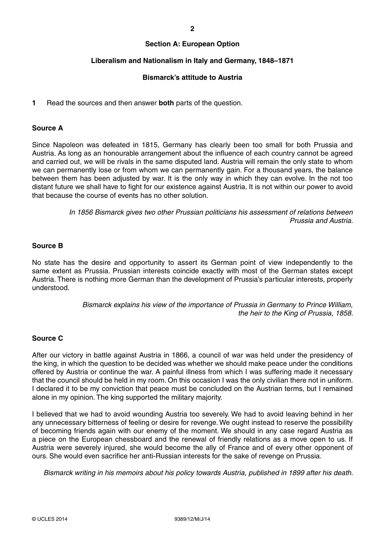 Cambridge A Level History 9389 2014 May/June Paper 1 · Variant 2 question paper, page 2 of 8