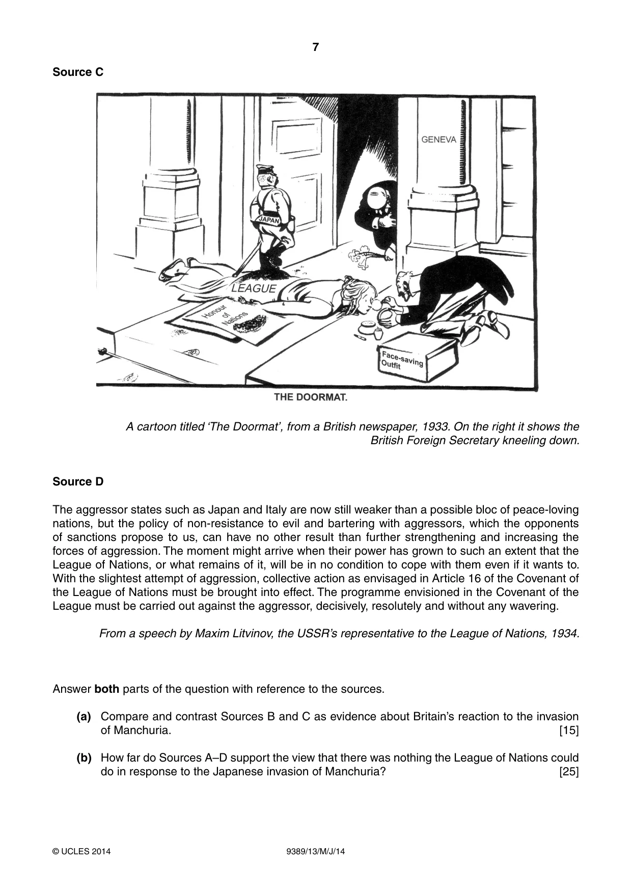 Cambridge A Level History 9389 2014 May/June Paper 1 · Variant 3 question paper, page 7 of 8