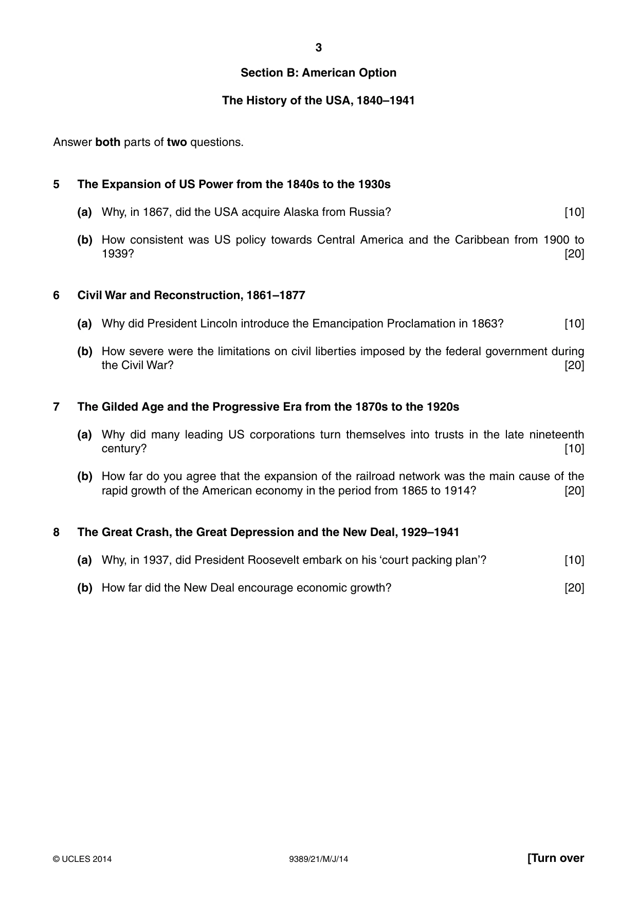 Cambridge A Level History 9389 2014 May/June Paper 2 · Variant 1 question paper, page 3 of 4