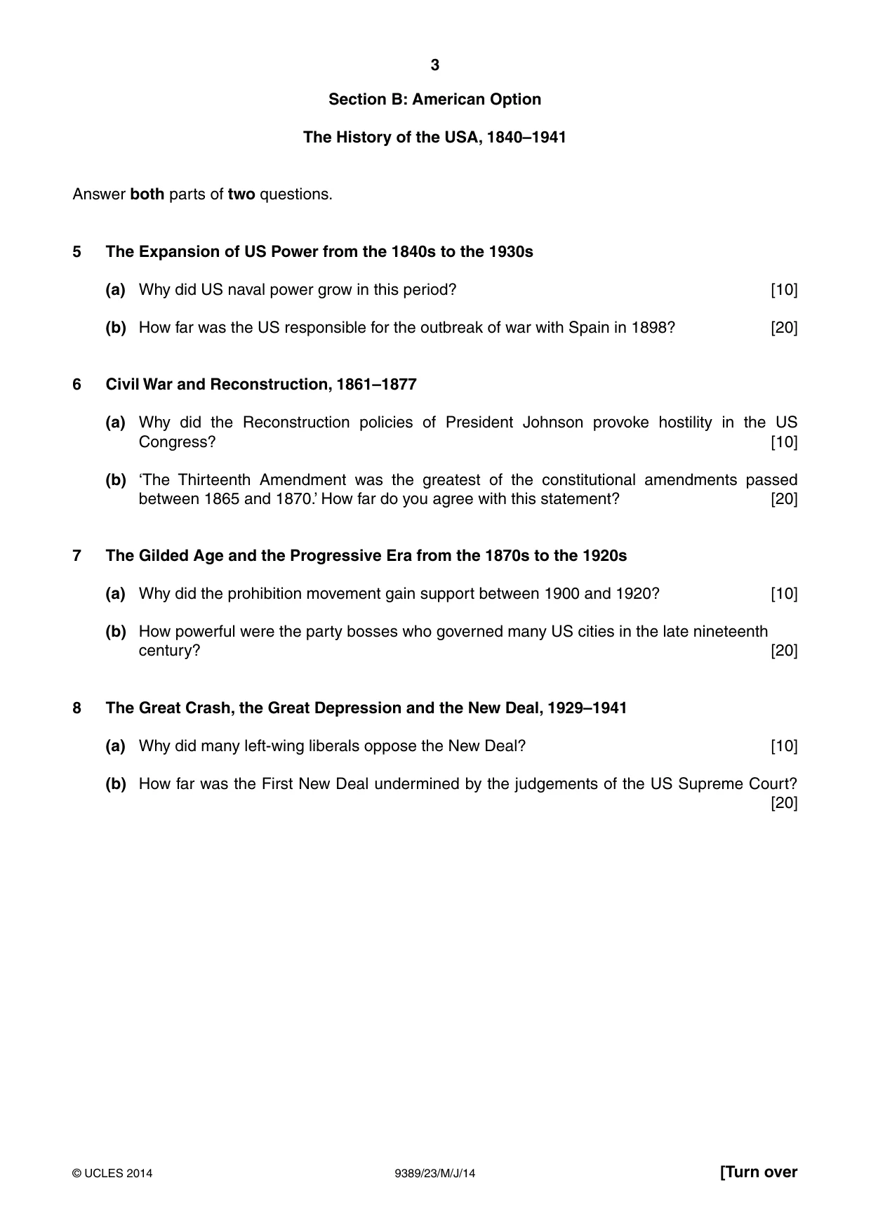 Cambridge A Level History 9389 2014 May/June Paper 2 · Variant 3 question paper, page 3 of 4
