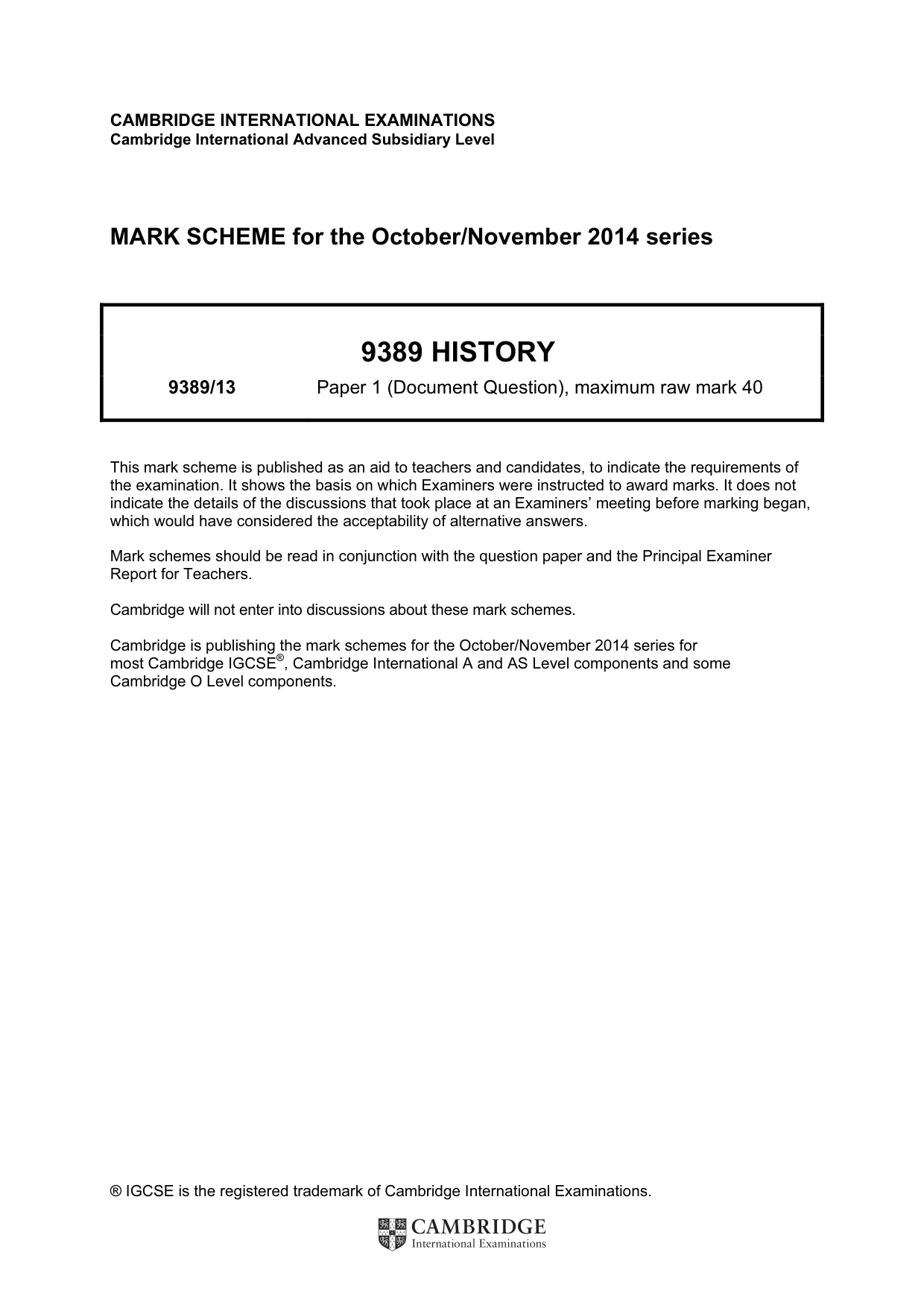 Mark scheme, page 1 of 9