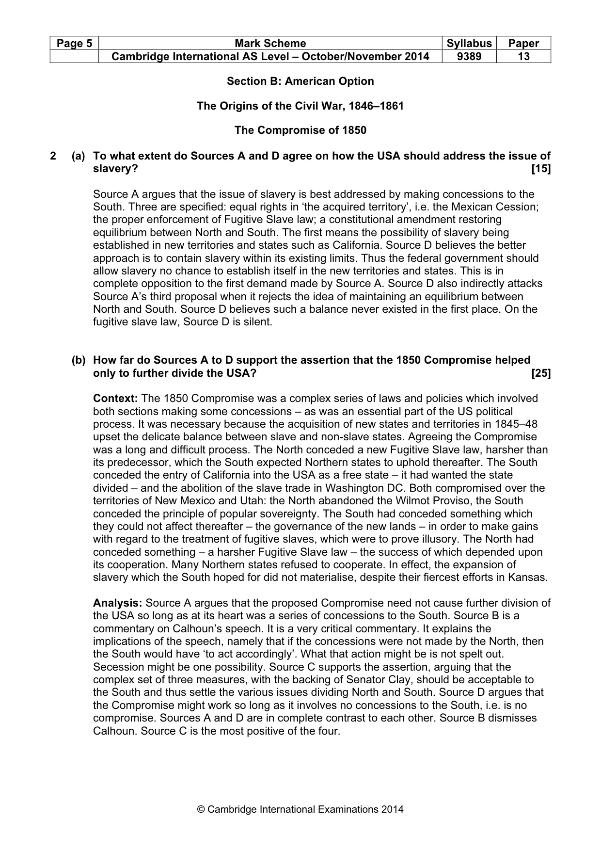 Mark scheme, page 5 of 9