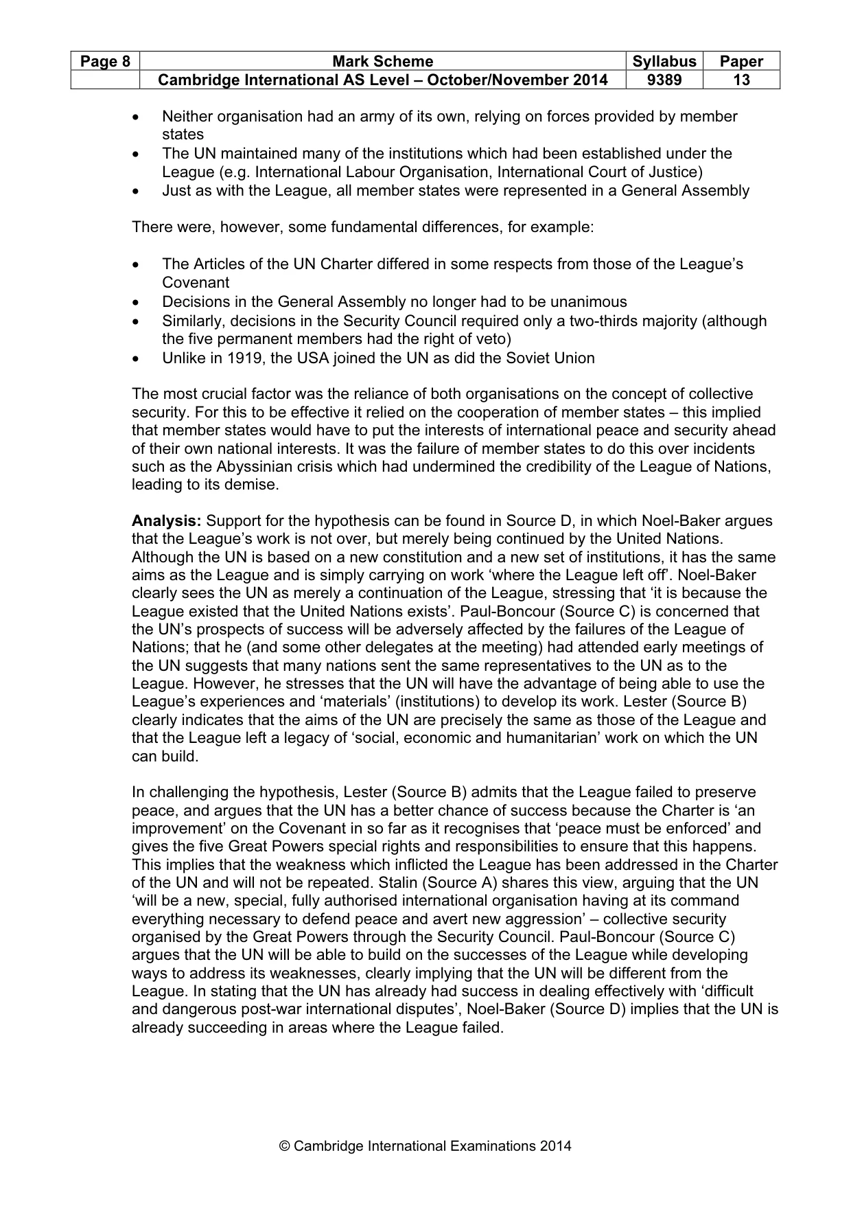Mark scheme, page 8 of 9